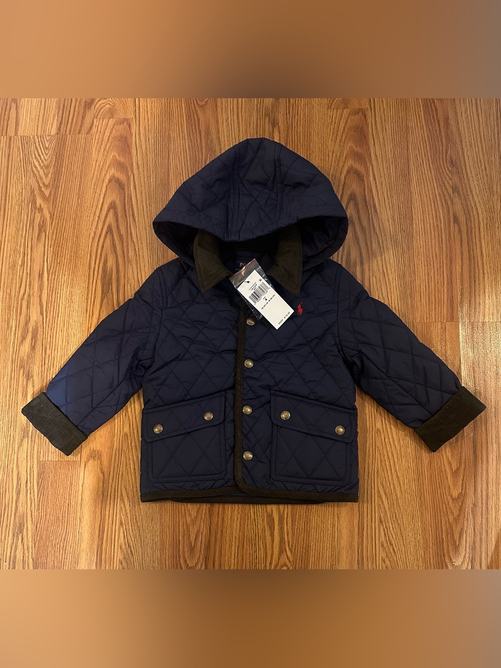Polo Ralph Lauren Boy’s Navy Quilted Hooded Barn Jacket, Size 4